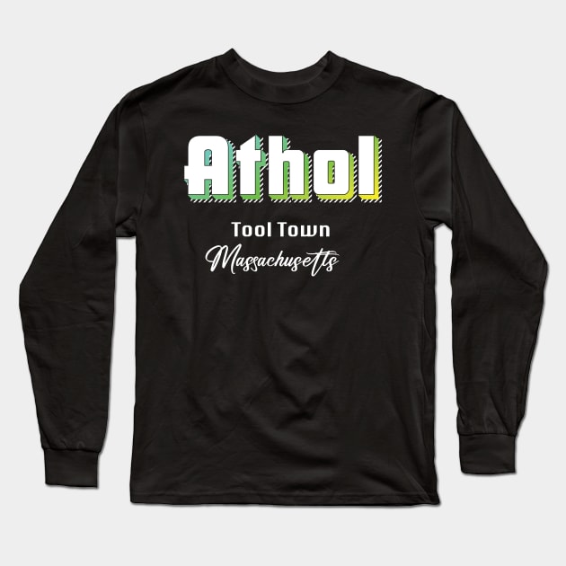 Athol Massachusetts Yellow Text Long Sleeve T-Shirt by WE BOUGHT ZOO